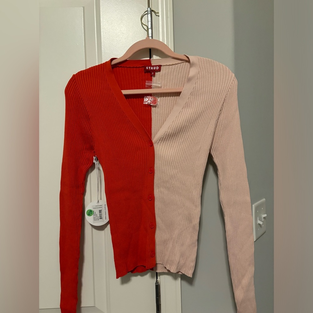 STAUD Two Tone Cardigan NWT Medium - Picture 3 of 8